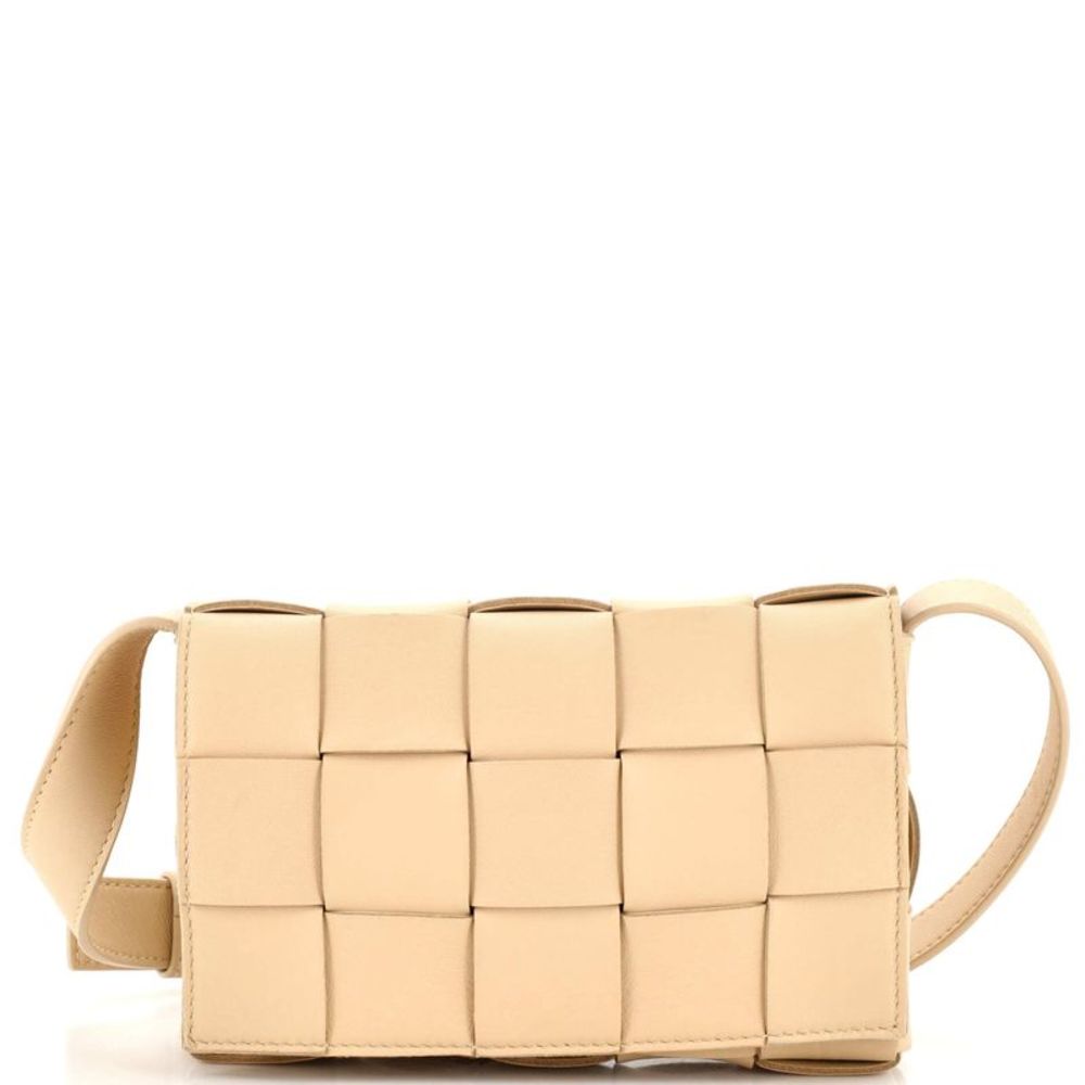 Bottega Veneta Cassette Crossbody Bag Maxi Intrecciato Leather Small Neutral